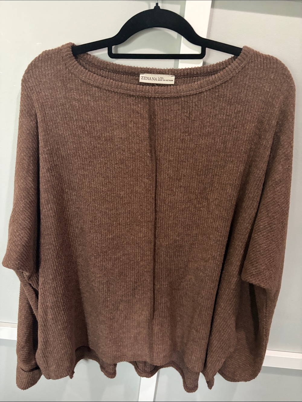 Zenana brown Tan  Knit Oversized Pullover light Sweater L/XL